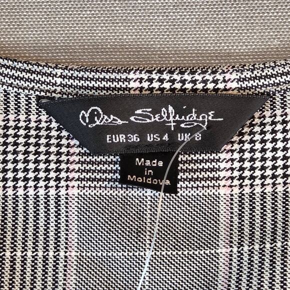 Miss Selfridge Check Plaid Sheath Dress Women’s Size 4 NWT Long Sleeve - Picture 3 of 16